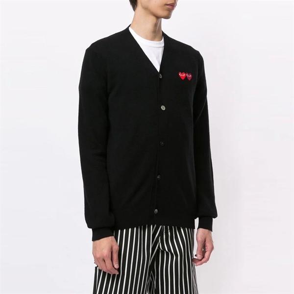 CDG Double Heart V-Neck Cardigan