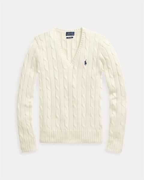 Ralph Lauren Cable Knit Cotton V-Neck Sweater ( Woman )