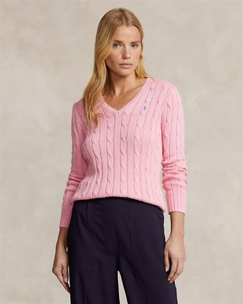 Ralph Lauren Cable Knit Cotton V-Neck Sweater ( Woman )
