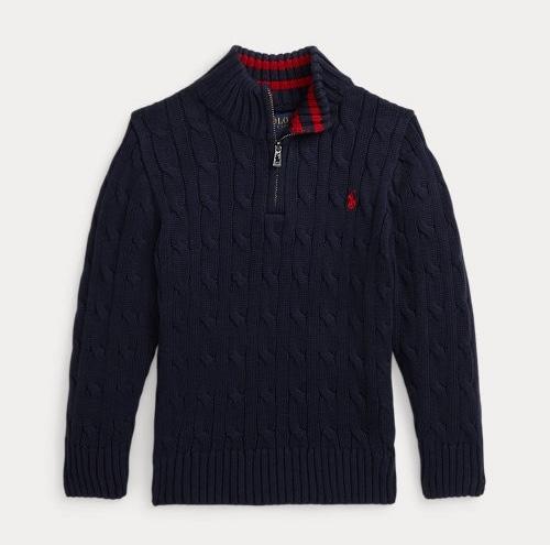 Ralph Lauren Cable-Knit Cotton Quarter-Zip Sweater