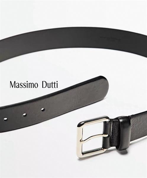 Massimo Dutti Silver Buckle Leather Belt