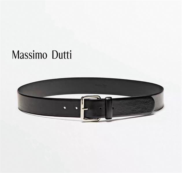 Massimo Dutti Silver Buckle Leather Belt