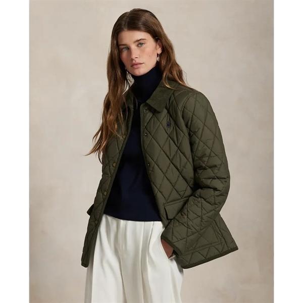 Ralph Lauren Corduroy-Trim Quilted Barn Jacket