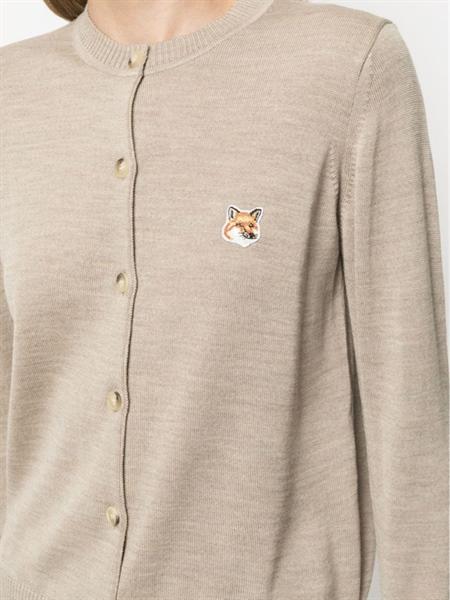 Maison Kitsune Fox-Patch Round-Neck Cardigan