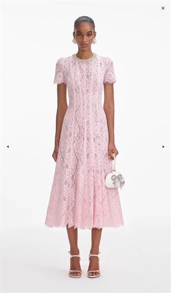 Self Portrait Pink Lace Embellished Mini Dress