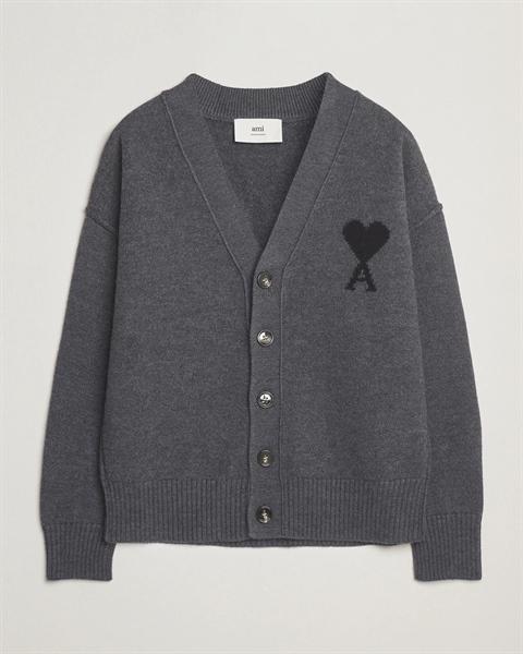 Ami Paris Big Heart Logo Wool Knitted Cardigan