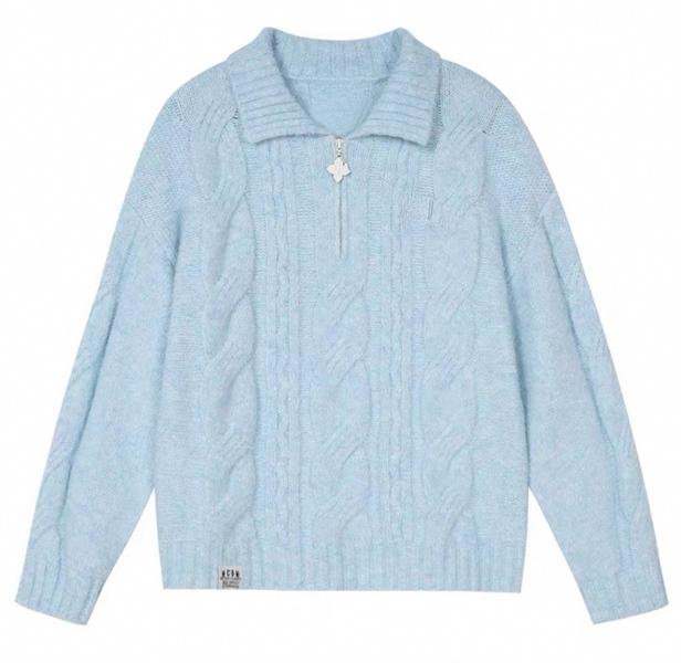 MEDM Cable Knit Zip Sweater