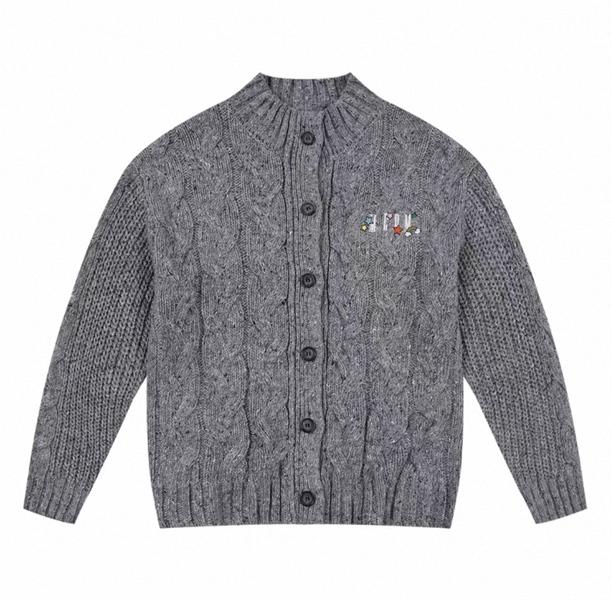 MEDM Cable Knit Round Collar Cardigan