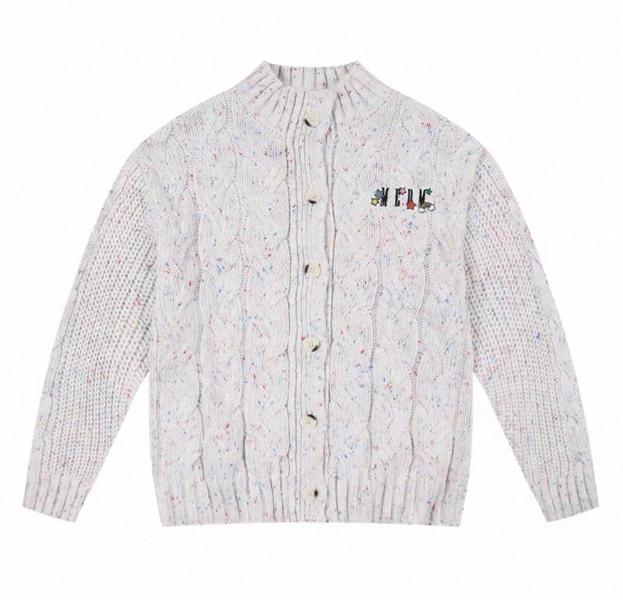 MEDM Cable Knit Round Collar Cardigan