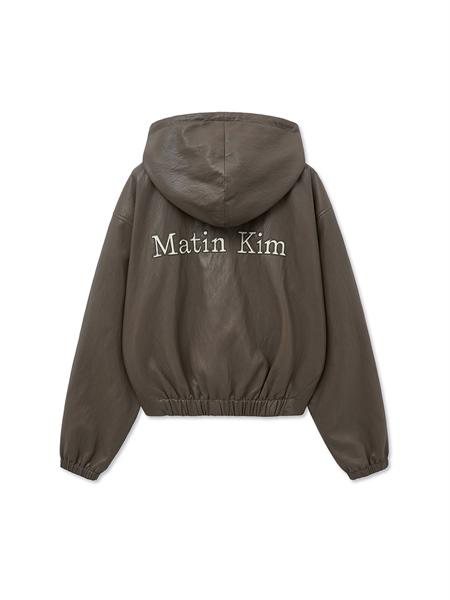 Matin Kim Leather Hooded Jacket