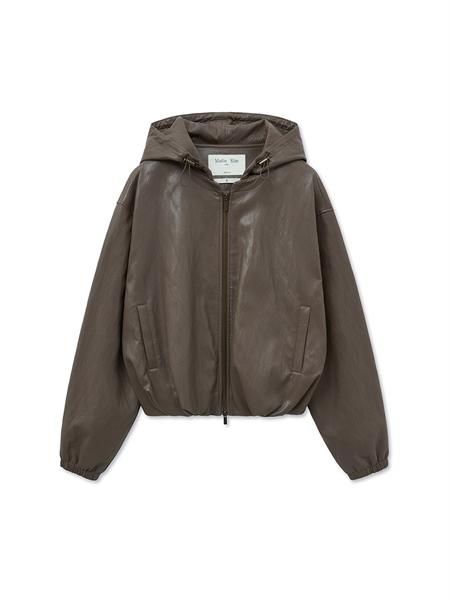 Matin Kim Leather Hooded Jacket